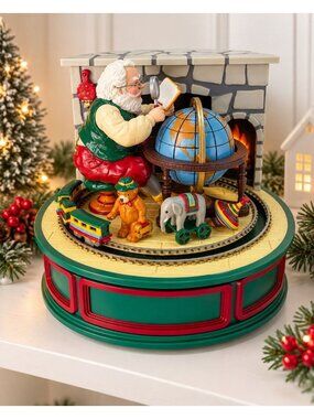Vintage Willitts 1989 Animated Train Santa Music Box Christmas 6"